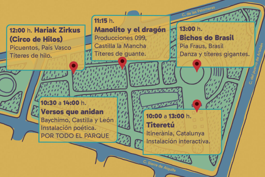 Mapa programación Titirimadroño en el Parque Amós Acero